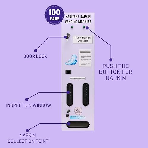 Image of By VP Industries (Push Button Operated | Capacity-100 Pads) Sanitary Napkin Vending Machine Vartical | Operates by Push Button to dispense a napkin without requiring payment.