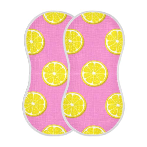 4 Pack Baby Burp Cloths, Soft Absorbent Burping Cloths for Babies, Cotton Milk Spit Up Rags, Large Size for Newborns, Baby Boys and Girls (Pink Lemonade Pattern)2