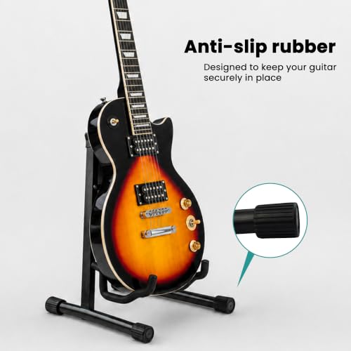 Image of JUAREZ JRZ-ST-GC1 Compact Foldable Guitar Stand, A-Frame Universal Floor Stand for Acoustic, Electric & Bass Guitars, Foam-Padded Arms, Non-Slip Rubber Feet, Portable Metal Guitar Holder