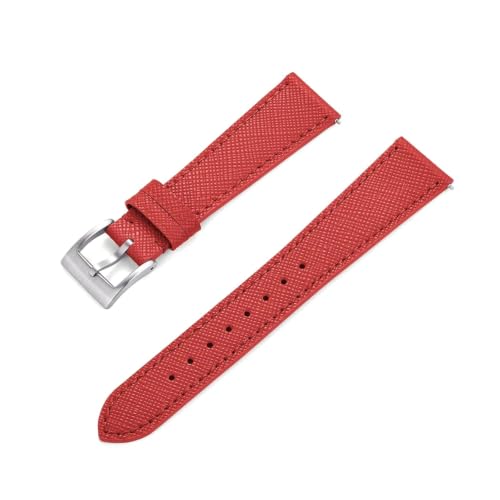 Correa de cuero de 23 mm para ocasiones formales e informales en rojo y plata