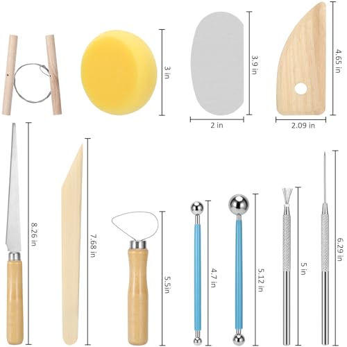 image for Blisstime 18PCS Clay Sculpting Tools, Basic Clay Pottery Carving Tool 