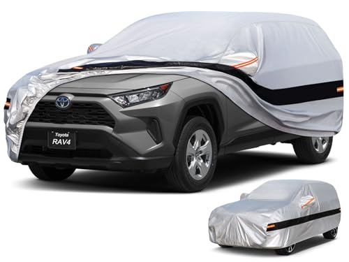 Image of 10 Layers SUV Car Cover Custom Fit for Rav4 (2005-2024),Waterproof All Weather for Automobiles, Full Cover Sun UV Rain Protection.Silver