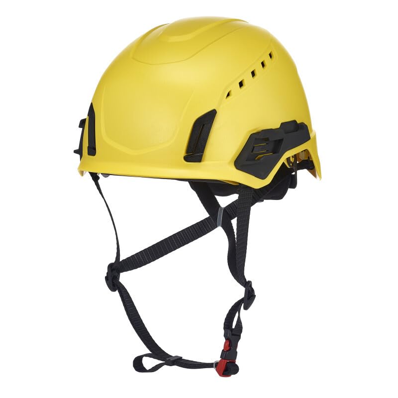 MSA 10242815 V-Gard H2 Pro Safety Type 2 Helmet with Comfortable Fas-Trac III Ratchet Suspension | Push-Button Accessory Rail and Universal Lighting Clips | MIPS® | Vented, Standard Size in Yellow