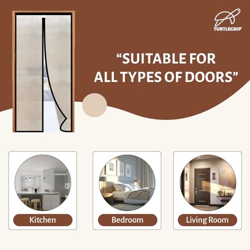 Image of TurtleGrip Magnetic AC Curtain for Door | SilvaGrain Thermal Wood Texture | Insulated Magnetic Door Screen for AC Rooms | Insect & Dust Protection | Energy Saving | Easy Self Installation| 210x110 cm