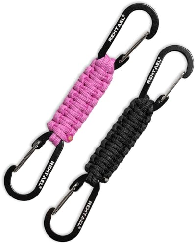 REHTAEL Heavy Duty Paracord Keychain with 2 Carabiner Clip for