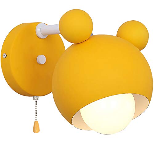 Lyghtzy® Applique Murale Ours Mignon avec Interrupteur, en Fer Forgé, Veilleuse Lampe de Chevet Murale pour Chambre de Lecture pour Enfants (Jaune) Cover