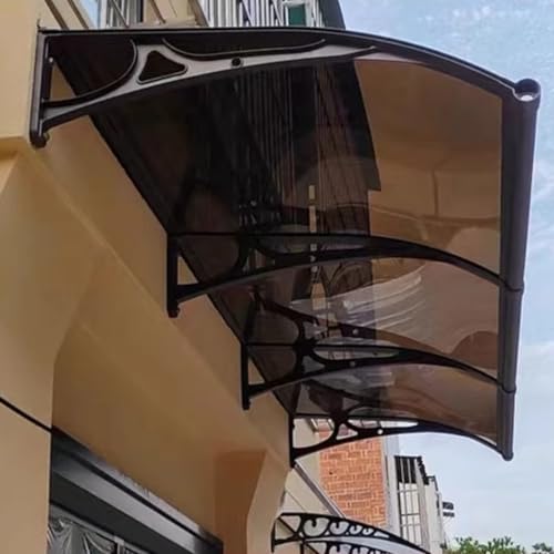 Toldo Exterior de policarbonato Color Verde Azulado, Refugio contra la Lluvia para Ventana, toldo para Puerta Principal con Soporte de Aluminio para Mesa de café, Porche y Puerta t