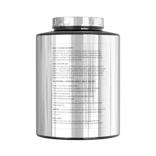 Image of Divine Nutrition Hunk Gainer (3 Kg, Kesar Badam) | High-Calorie Mass Gainer | Muscle Growth & Weight Gain Supplement | Protein & Carb Blend | Tasty Kesar Badam Flavor