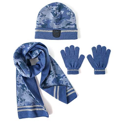 accsa Niños 3 piezas Sombrero Bufanda Guantes Invierno Caliente Camuflaje Punto Gorra Guantes Bufanda Conjunto para 7-10 Años Cover