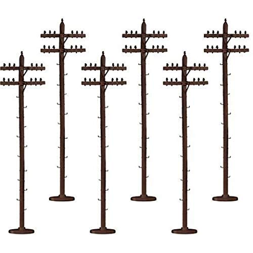 Lionel Electric O Gauge Model Train Accessories, Standard Telephone Poles, Pack of 6 (637851)
