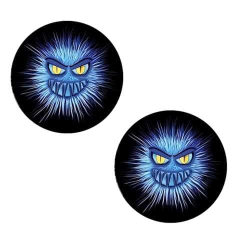 Image of 2 PCS Car Beast Eyes Decals, 3D Stereo Beast Eyes Stickers, Waterproof J-eep Round Light Decal, Cool Beast Eyes Light Decoration Stickers, Suitable for Wrangler and Most Car (Blue Animal Eyes)
