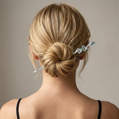 Image of Via Mazzini Silver Plated 'Viper's Twist' Snake Charm Hair Juda Bun Stick Pin for Women and Girls (HA061) 1 Pc