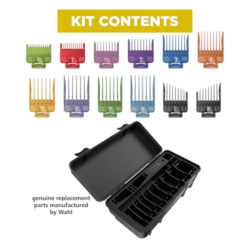 Image of Wahl Clipper Genuine Secure-Fit Attachment Guard Organization Kit with Color Pro Colored Hair Clipper Guide Combs,14 Piece Premium Storage Kit Hair Clippers,Multicolor - 3291-100,(Pack of 6)