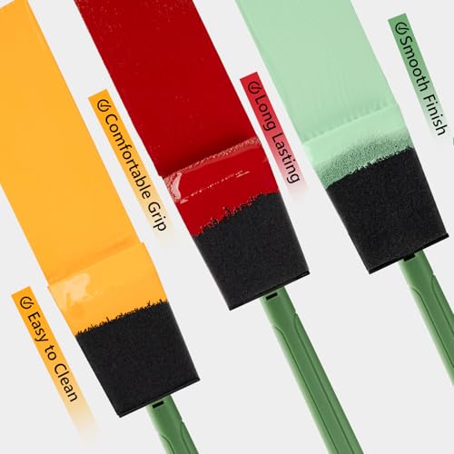 YiBaiBrush Foam Paint Brushes, 2 Inch, Sponge Paint Brush, Paint Sponges, Detachable Handles, Sponge Brushes Set, Light and Durable, Poly Foam Brushes for Painting, Staining, Varnishing and Art Crafts