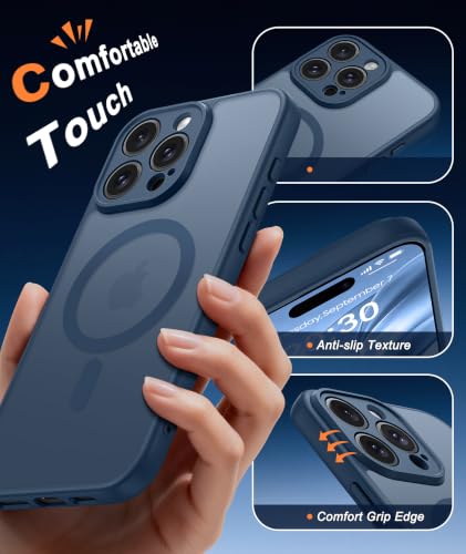 Image of FNTCASE for iPhone 16 Pro-Max Case: Translucent Blue Fit for MagSafe