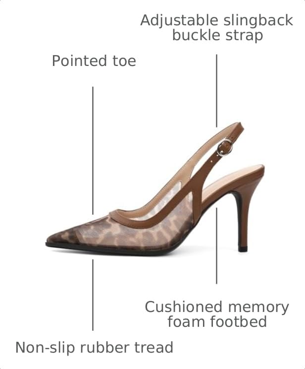 Image of YODEKS Women's Slingback Heels Pointy Toe Buckle Strap Pump Sandals Close Toe Stiletto High Heel Pumps Wedding Bridal Party Prom Shoes