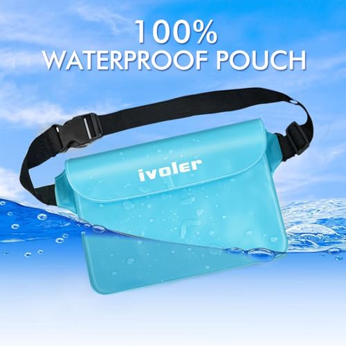 ivoler 2-Pack Waterproof Fanny Pack & Phone Pouch, Dry Bag for Passport, Phone & Wallet, Floating Waterproof Phone Case for Beach, Swimming, Kayaking, Boating, Cruise Essentials & Travel Blue miniatura 4