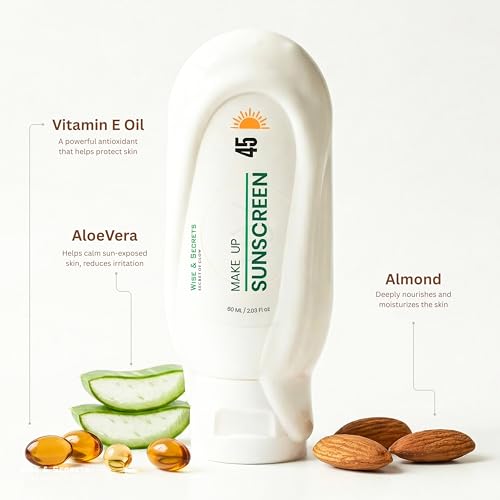 Image of Wise & Secrets CC Protect Glow Makeup Sunscreen SPF 45 PA+++ | Broad Spectrum UV Protection with Zinc Oxide & Titanium Dioxide | Lightweight Hydrating Sun Cream for Even Tone Glow | 60 ml