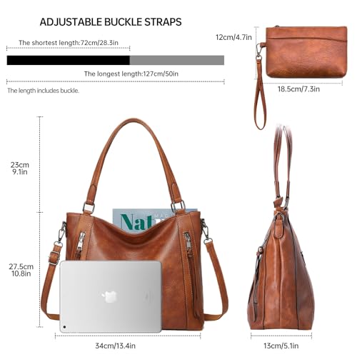 Long Keeper Vegan Leather Tote Handbags Women Large Capacity Hobo Shoulder Bag Crossbody Satchel Bags with Small Purse2