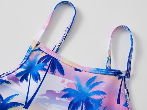 Image of Dvenki Stylish Swimsuit for Teen Girls /Young Women - Palm Tree Holiday Beach Pattern Bathing Suit Size 8