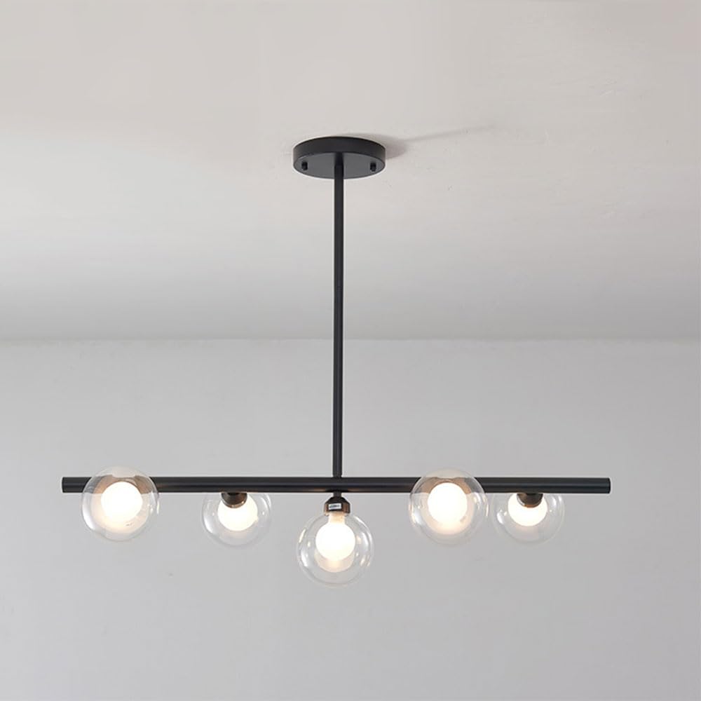 KXEcoLife Ceiling Pendant Light Fixture Nordic Globe Chandelier 5 Lights Modern Hanging Lamp for Kitchen Island Bedroom Dining