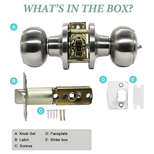 Suntai Brushed Nickel Privacy Door Knobs For Bedroom/Bathroom/Interior Doors, Stainless Steel Keyless Lock Set,Thumb-Turn Locking Inside,10Pack #TOP5