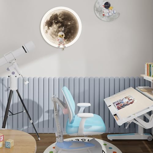HTsilphelene Wandlampe Kinderzimmer, Indoor Astronaut Dekoration Wandleuchte Kinderzimmer, 3000K 12W Wandlampe Kinder Kreisförmiges Schlafzimmer Licht (A:White)