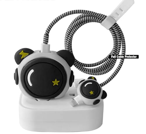 Image of VEROX Charger Protector 3D Pattern Compatible with iPhone Cable Protector Wire Cover for 18W & 20W | 360-degree Apple Charger Cute Design Data Saver Protective Sleeve- Astronaut