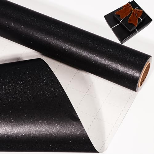 Black Wrapping Paper Roll 43cm*10m Pearly Lustre Black Wrapping Paper Pearlescent Kraft Gift Wrap Paper for Birthday Party Wedding Christmas Festive Decorations DIY Crafts