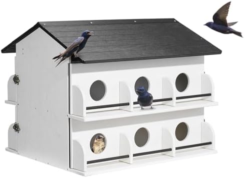 best recycled plastic birdhouses that will surprise you 8 Kingsyard Recycled Plastic Purple Martin House - Pre-Assembled Bird House with 12-Room 2-Tier, Easy Clean Design with Front Doors, Durable Outdoor Nesting Shelter for Martins, White
