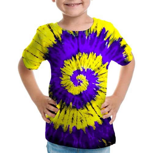 Image of Big Kids Tie Dye Shirt for Boys Girls Short Sleeve Hippie Tshirt Senior Tee