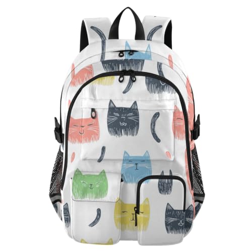 Mochilas grandes para viajes y universidad con estampado de gato pastel sin costuras