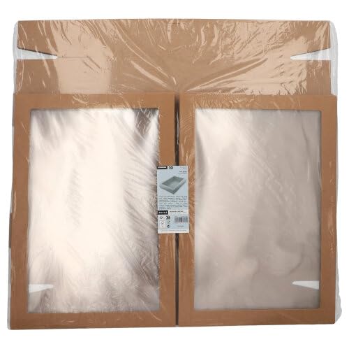 50 Transport- und Catering-Kartons, Pappe eckig 8 cm x 31 cm x 45 cm braun mit separatem Deckel und Sichtfenster aus PET