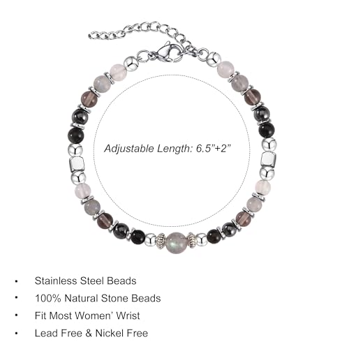 Image of Triple Threat Protection Anxiety Relief Gifts for Women,Natural Healing Crystal Bracelet Evil Eye Jewelry for Her Friends