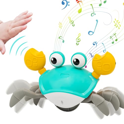 Image of Crawling Crab Baby Toy, Infant Tummy Time Toys, Interactive Walking Moving Toy with Music & Automatic Obstacle, Sensory Induction Crabs for Walking Toddler 0-6 to 12-18 Months (Green)