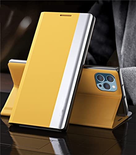 Étui magnétique jaune pour iPhone 12 protection livre antichoc