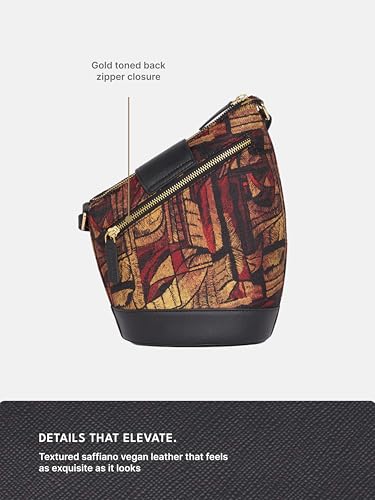 Image of ZOUK Women's Ardha Sling Bag | Black Vegan Leather Crossbody Bag | Asymmetric Silhouette| Adjustable Strap