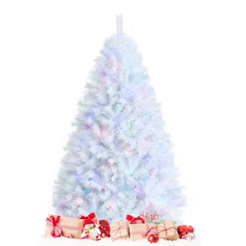 DORTALA Artificial Christmas Tree, 6FT Pine Iridescent Xmas Tree with