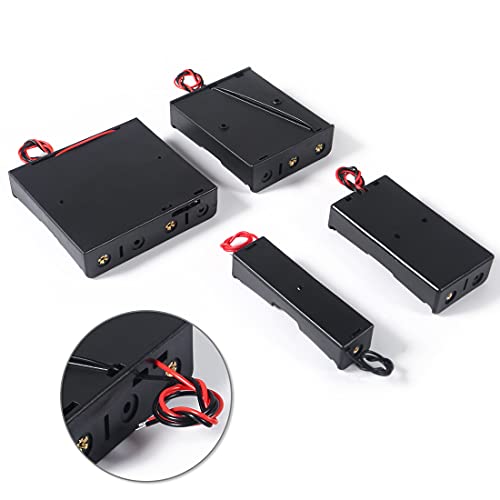 12Pcs 18650 Battery Holder Bundle With Wire 18650 Battery Holder Case 3.7V, 1/2/3/4 X 3.7V Series Diy Battery Storage Boxes, 1/2/3/4 Slots Black Plastic Batteries Case For 18650 Battery #TOP1