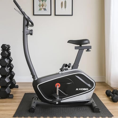 Image of Kobo Folding Magnetic Exercise Bike with 3KG Flywheel, 120KG Max User Weight - Compact, Adjustable, Upright Modes - Home Workout Fitness Cycle (MB-9)