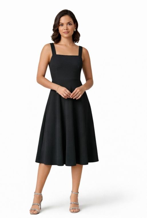 Women Valentino Style Sleeveless Midi Dress for Women | Elegant Casual Dress | Solid Color Knee Length Fashion Dress for Women-picture-33