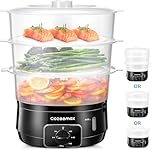 Cozeemax Electric Food Steamer for Cooking 3 Tier, 13.7QT Vegetable Steamer for Fast Simultaneous Cooking, Veggie Steamer, Food Steam Cooker, 60 Minute Timer, BPA Free Baskets, 800W (Black)