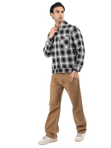 Image of CHKOKKO Men's Tweed Winter Shacket Stylish Flannel Plaid Standard Length Jacket Shirt