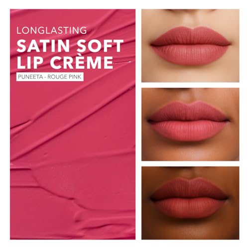 Image of SIMPLYNAM Satin Soft Lip Creme | 1 Swipe Full Coverage | Hydrating, Creamy Matte Finish | 6-8 Hour Stay | Transfer-Proof & Smudge-Proof | Infused with Peptides & Squalane | Vegan | 5ML | Puneeta- Rogue Pink