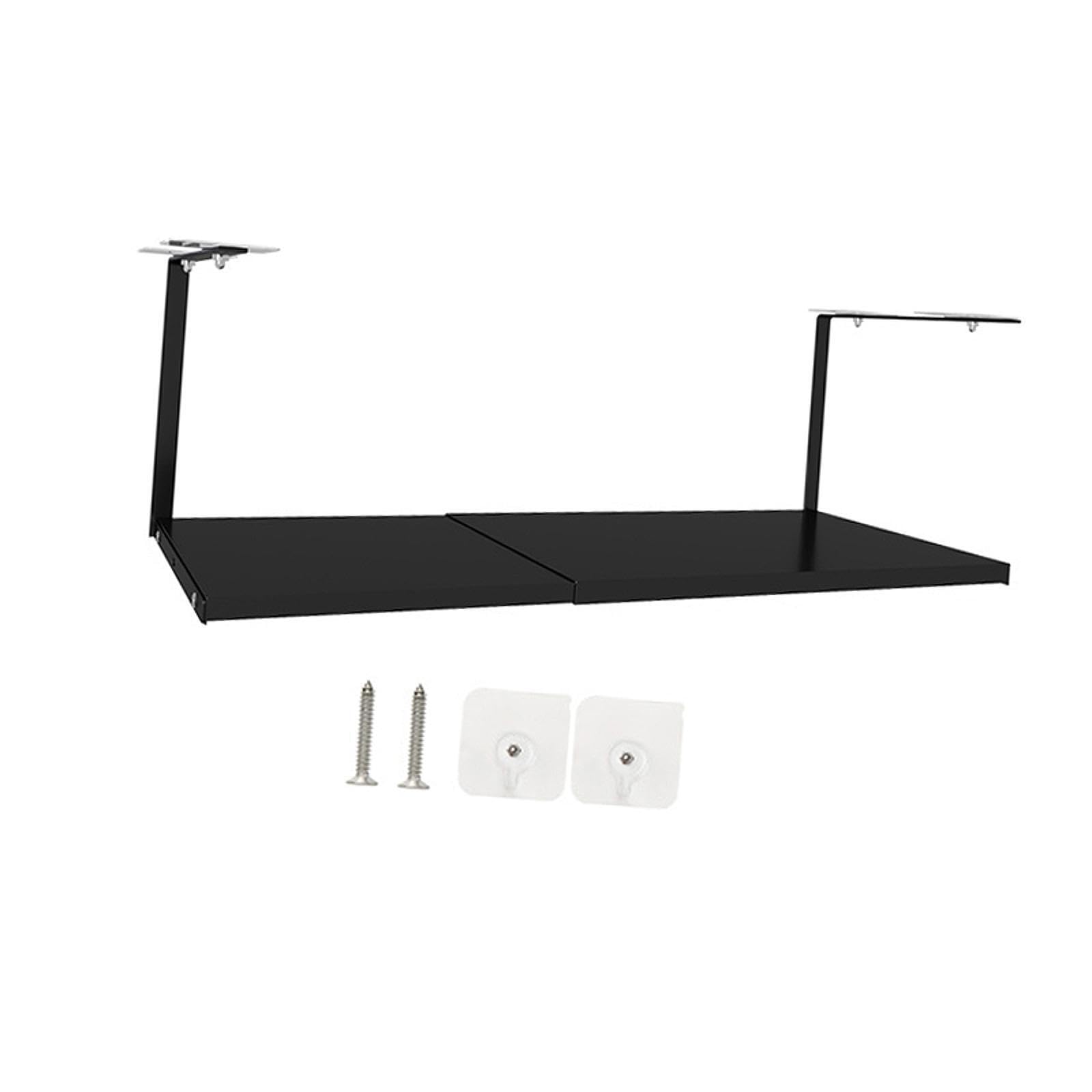 Pixzcsa Black Extendable Under Cabinet Storage Shelf With Hook Enhances Kitchen Organization System Effortlessly Is Solution To Bathroom Or Kitchen Gadgets Neatly,