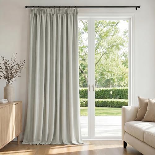 Deconovo Cortina Salón y Dormitorio Opaca 140x220 cm, 1 Panel, Cortina Térmica Aislante Frío y Calor con Cinta Fruncidora, Oeko-Tex, Blanco Crema