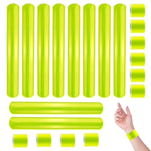 20 Pièces Brassard Reflechissant Bracelet Lumineux Fluo, 30cm Bande Fluorescent Sécurité Flexible Snap Haute Visibilité Rétractable, pour Vélo, Course,...