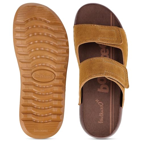 Image of WALKAROO Bounceez Men's Fashion Stylish Comfort Sandals with Cushion Sole, Lightweight - WGP53032 - Camel