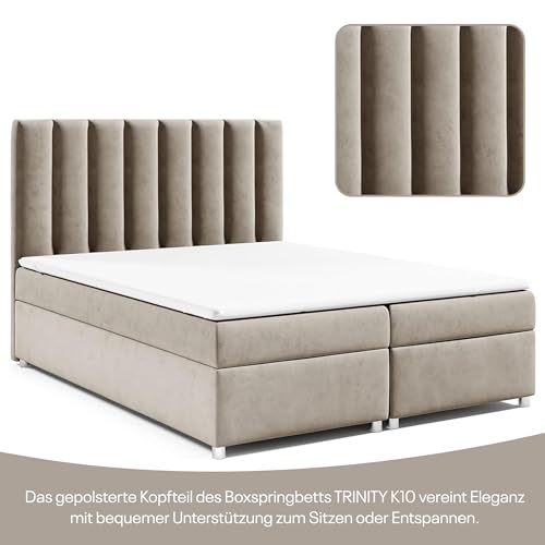 Best For Home Trinity K10 Boxspringbett mit 7-Zonen Bonell-Federkernmatratze | Boxspringbett 140x200 | Boxsprintbett mit Matratze Und Stauraum | Polsterbett 140x200 - Lieferung bis Bordsteinkante – Bild 4