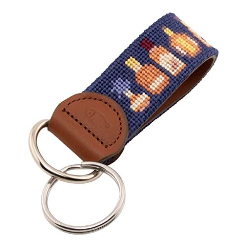 Image of Leather Hand-Stitched Needlepoint Key Fob or Key Chain